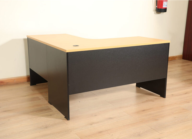 L Shape Office Desk -Beech/Black