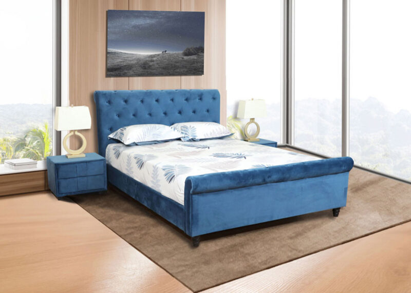 Navy Blue Queen Size Bed